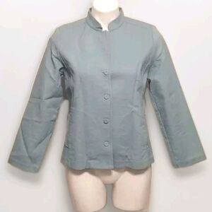 Eileen Fisher Textured Button Up Mandarin Collar Career Work Blazer Coat PM